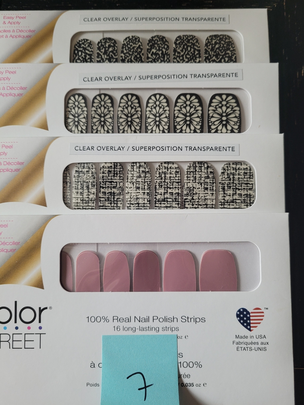 Color Street Pink Nail Strips, 3 Overlays